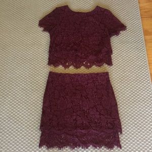 Lulus 2-piece burgundy lace dress “Turn Back Time”